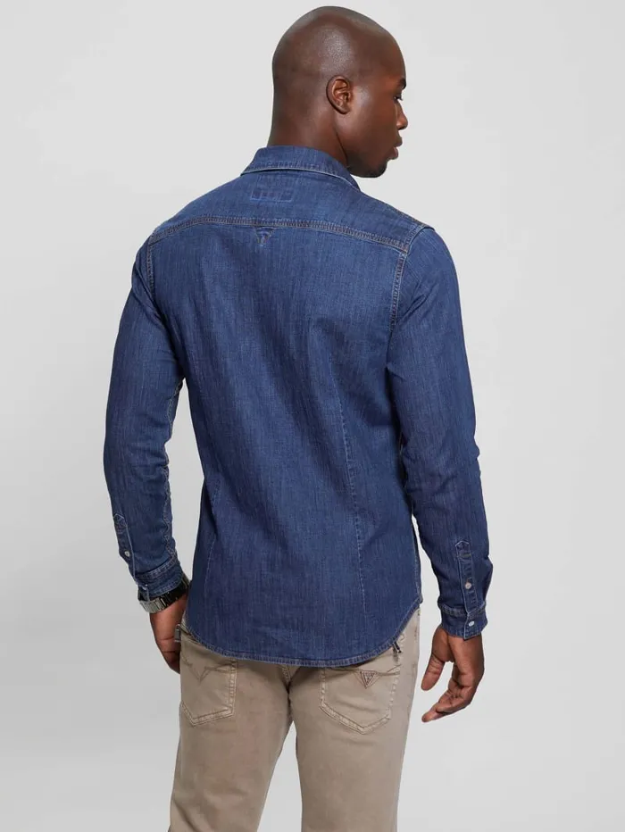 GUESS Jeans and Denim Truckee Denim Shirt Blue 8211 Men