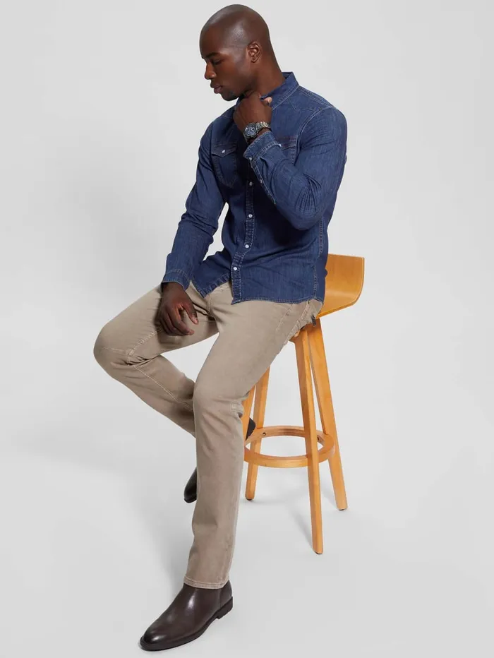 GUESS Jeans and Denim Truckee Denim Shirt Blue 8211 Men