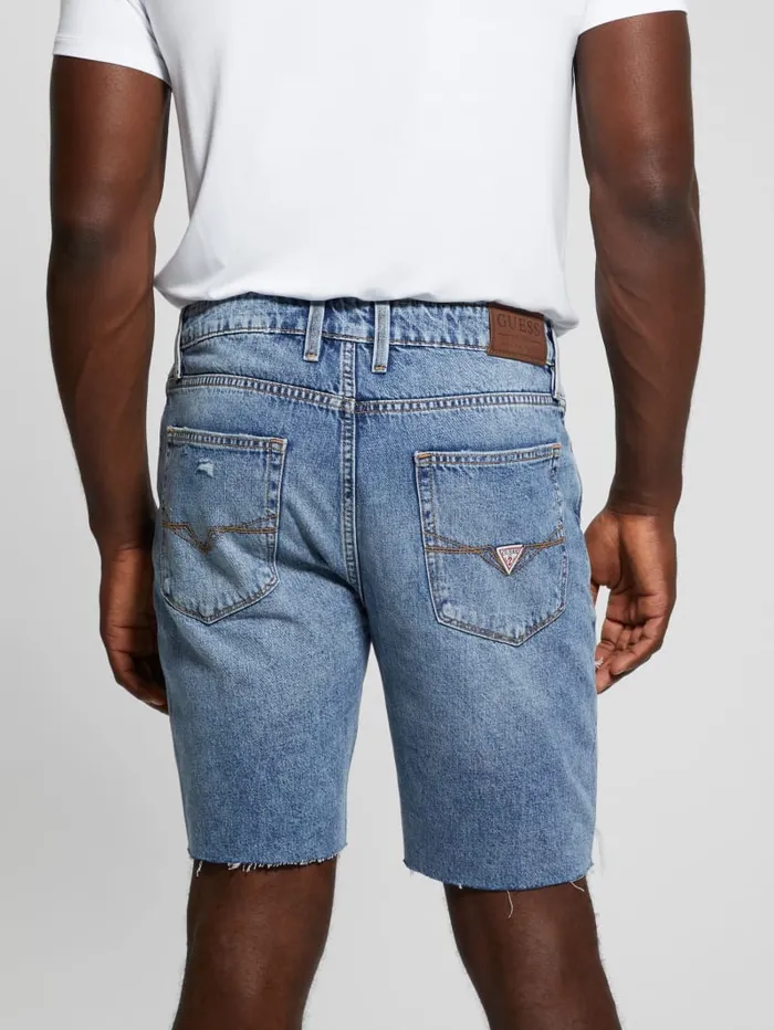 GUESS Jeans and Denim Wyatt Distressed Denim Shorts Blue 8211 Men