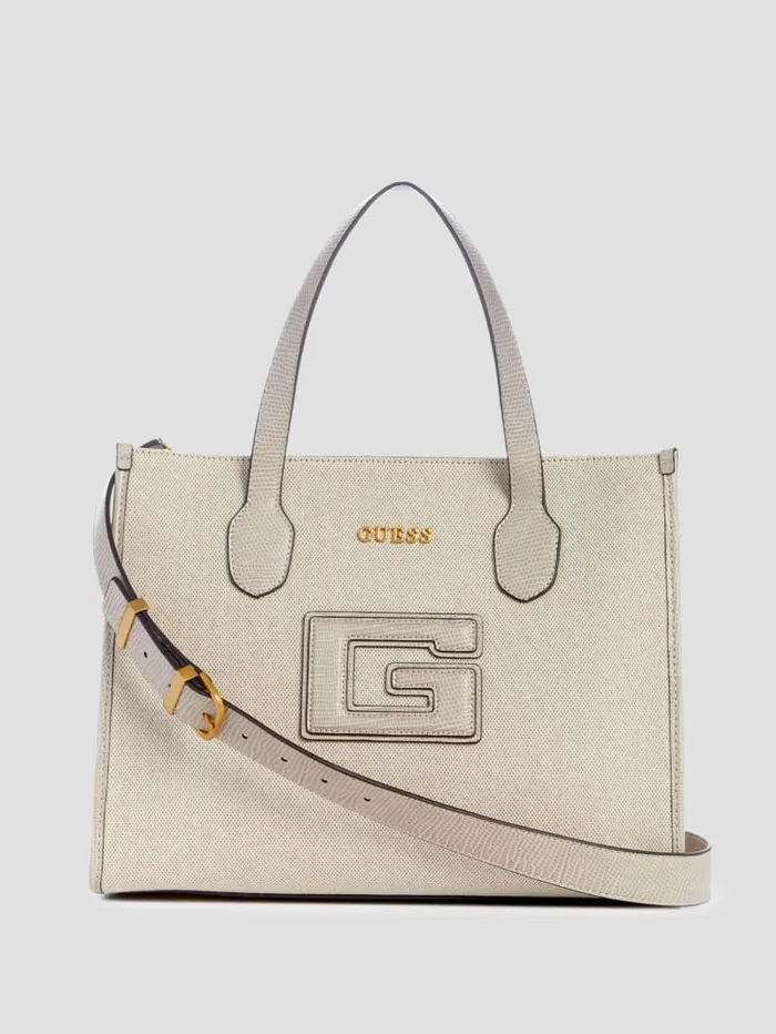GUESS Logo Bags G Status SnakeEmbossed Tote Grey 8211 Unisex