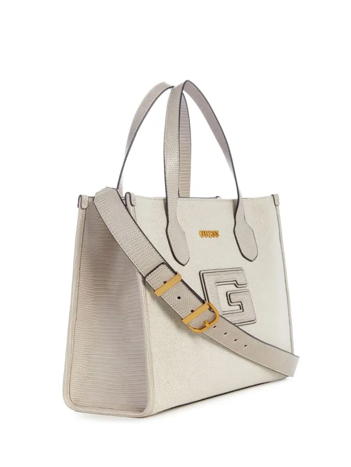 GUESS Logo Bags G Status SnakeEmbossed Tote Grey 8211 Unisex