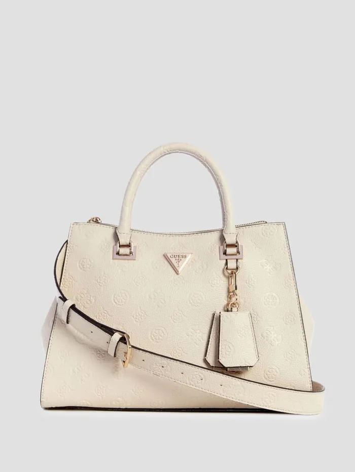 GUESS Sale Cresidia Society Satchel White 8211 Women