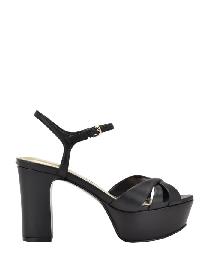 GUESS Sale Haylo Crisscross Platform Block Heels Silver 8211 Women