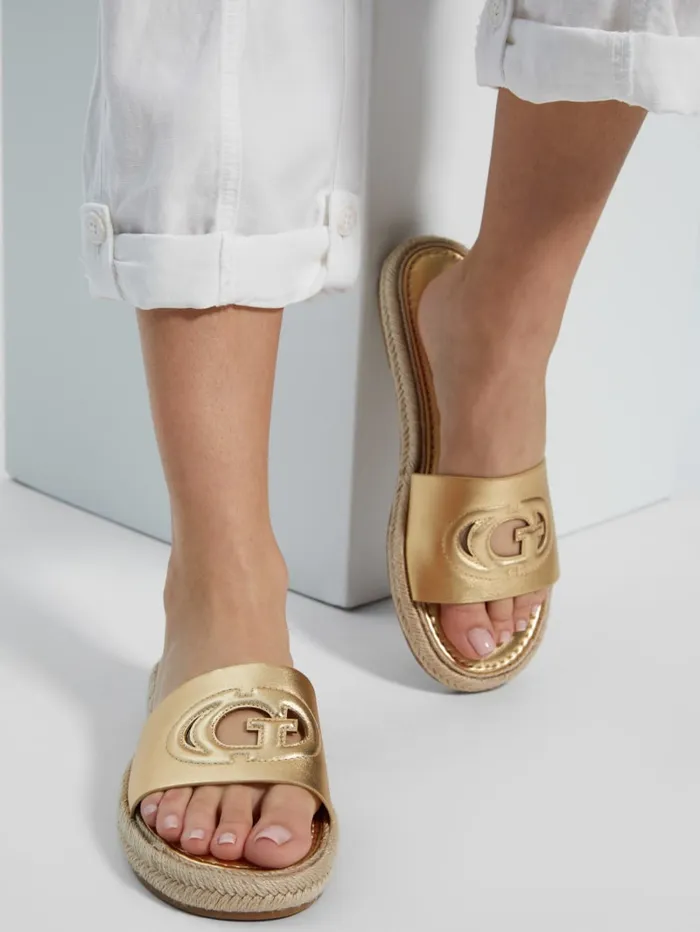 GUESS Sale Katica Espadrille Sandals Gold 8211 Women