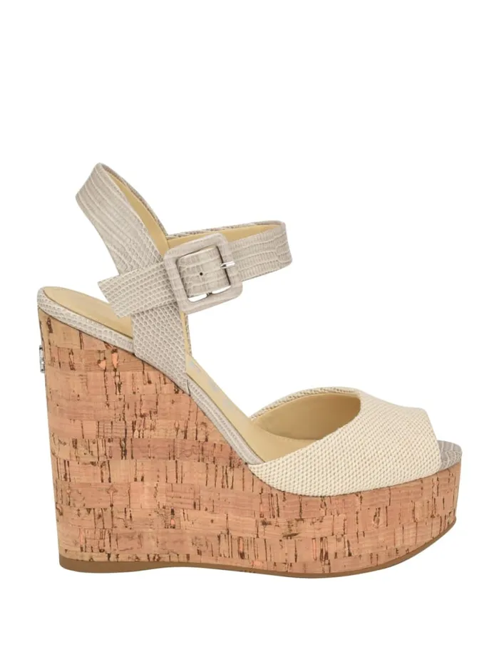 GUESS Sale Lyrica Linen Wedges Brown 8211 Women