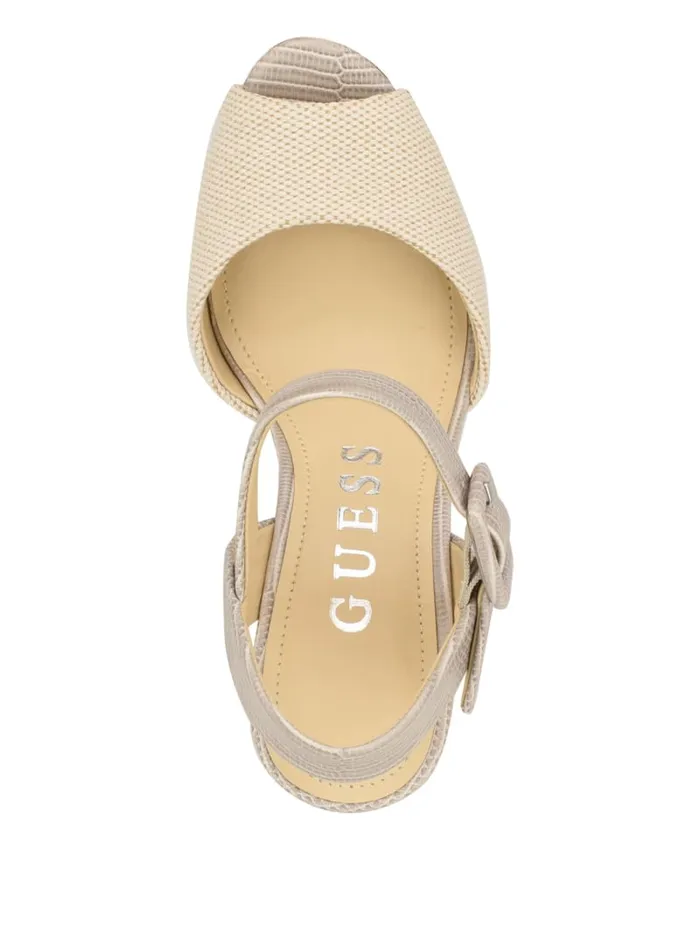 GUESS Sale Lyrica Linen Wedges Brown 8211 Women
