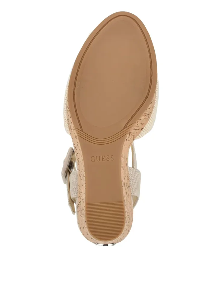 GUESS Sale Lyrica Linen Wedges Brown 8211 Women