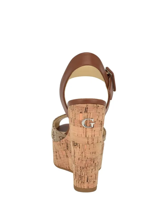 GUESS Sale Lyrica Linen Wedges Brown 8211 Women
