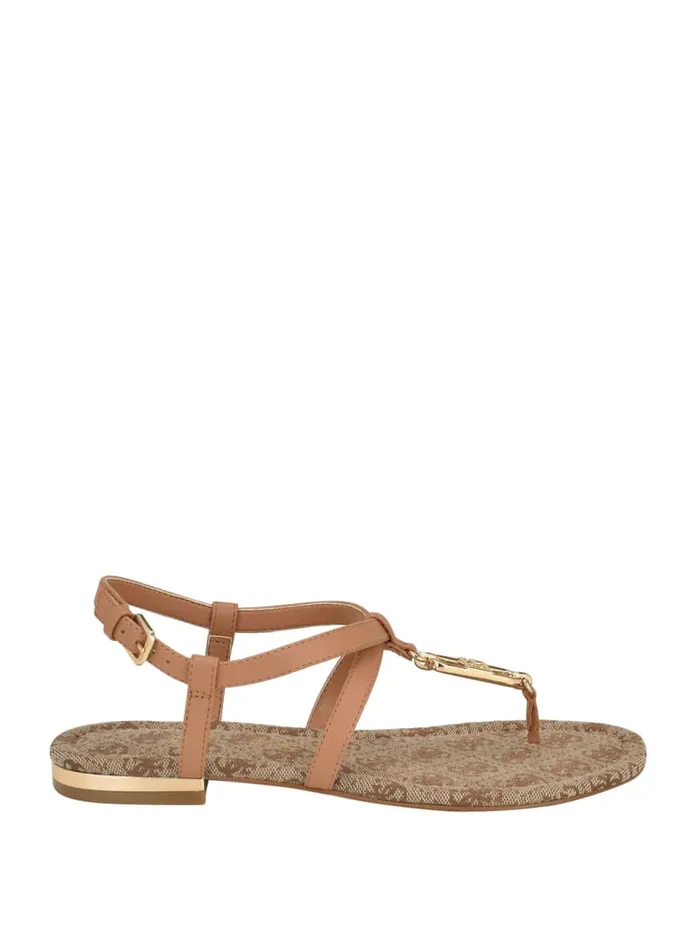 GUESS Sale Meaa Chain TStrap Sandals Black 8211 Women