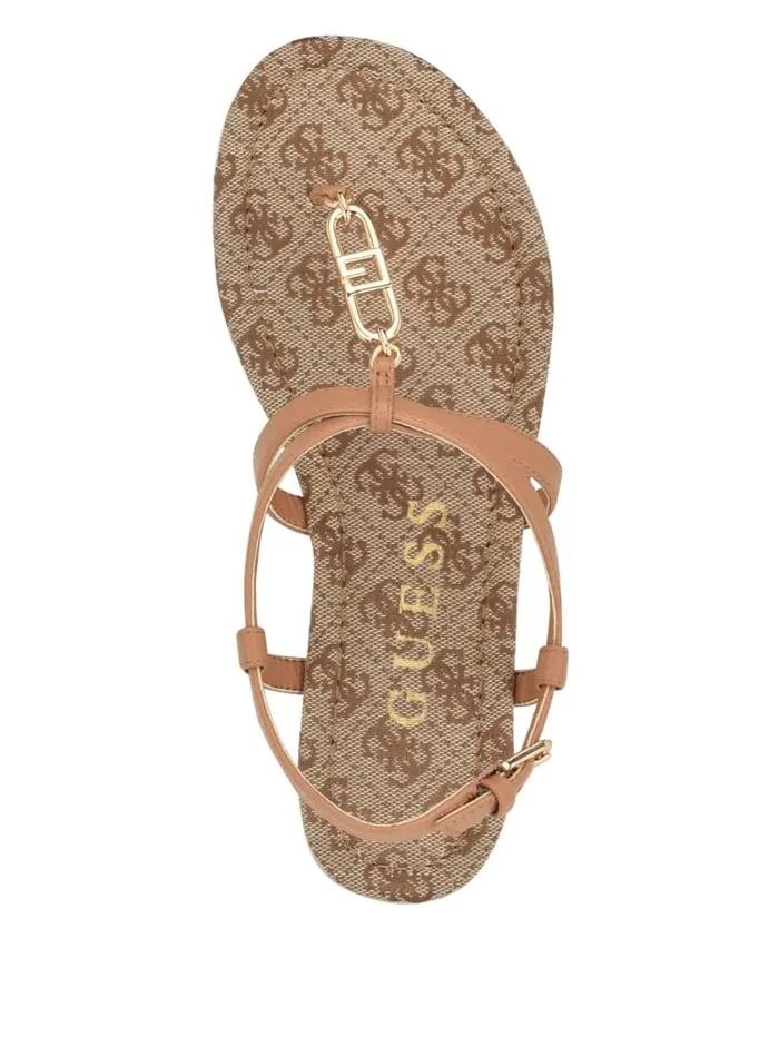 GUESS Sale Meaa Chain TStrap Sandals Black 8211 Women
