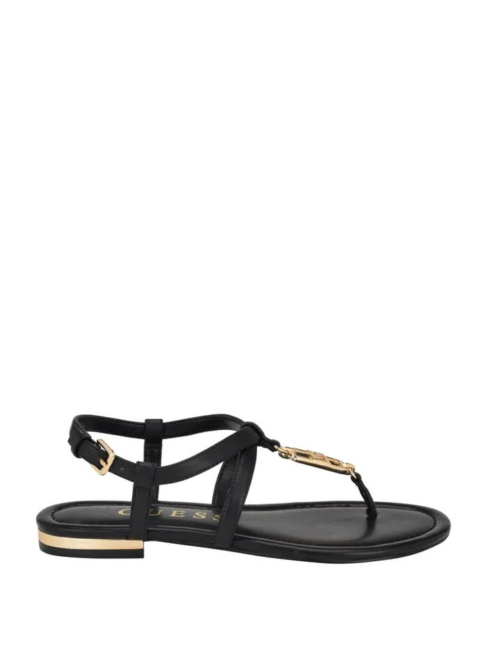 GUESS Sale Meaa Chain TStrap Sandals Black 8211 Women