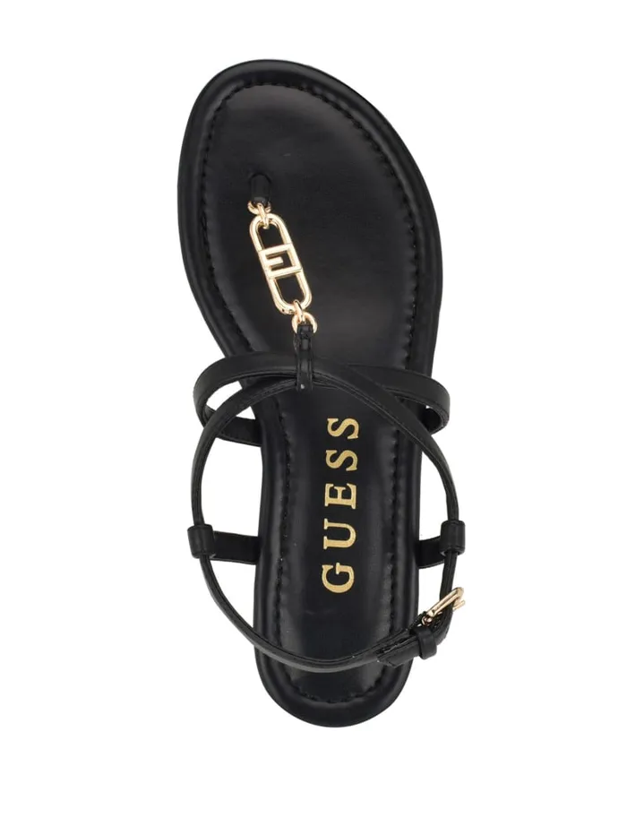 GUESS Sale Meaa Chain TStrap Sandals Black 8211 Women