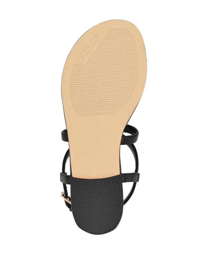 GUESS Sale Meaa Chain TStrap Sandals Black 8211 Women