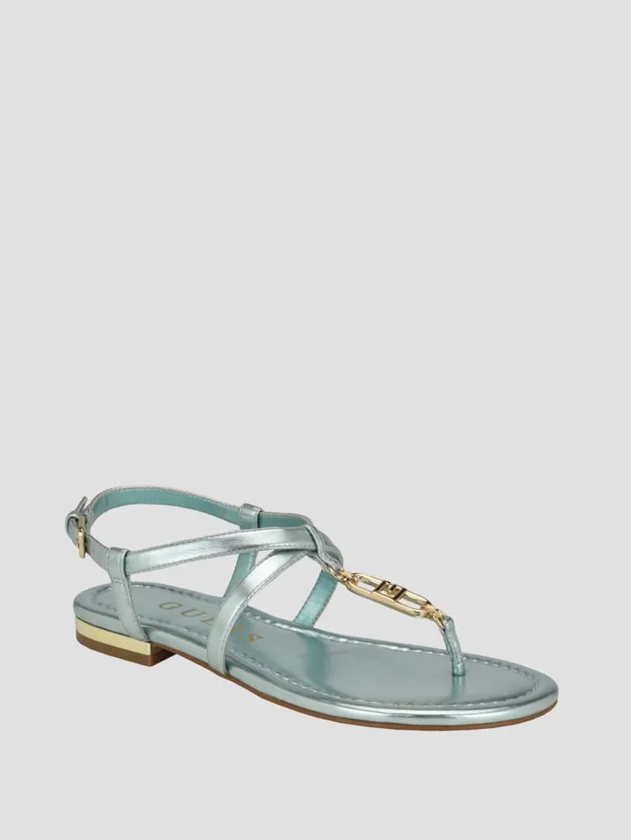 GUESS Sale Meaa Chain TStrap Sandals Black 8211 Women