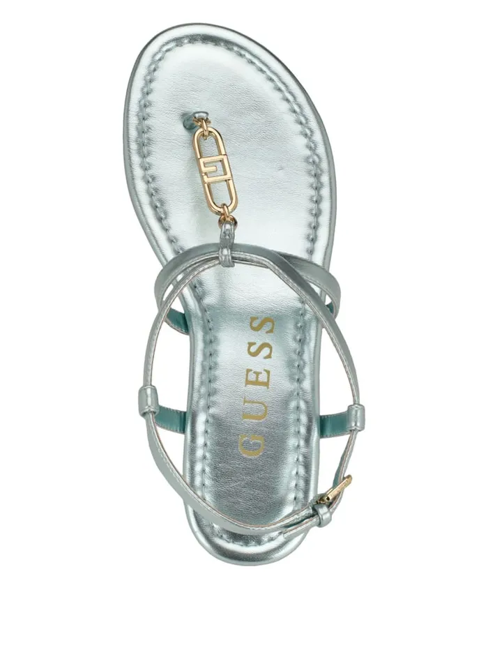 GUESS Sale Meaa Chain TStrap Sandals Black 8211 Women