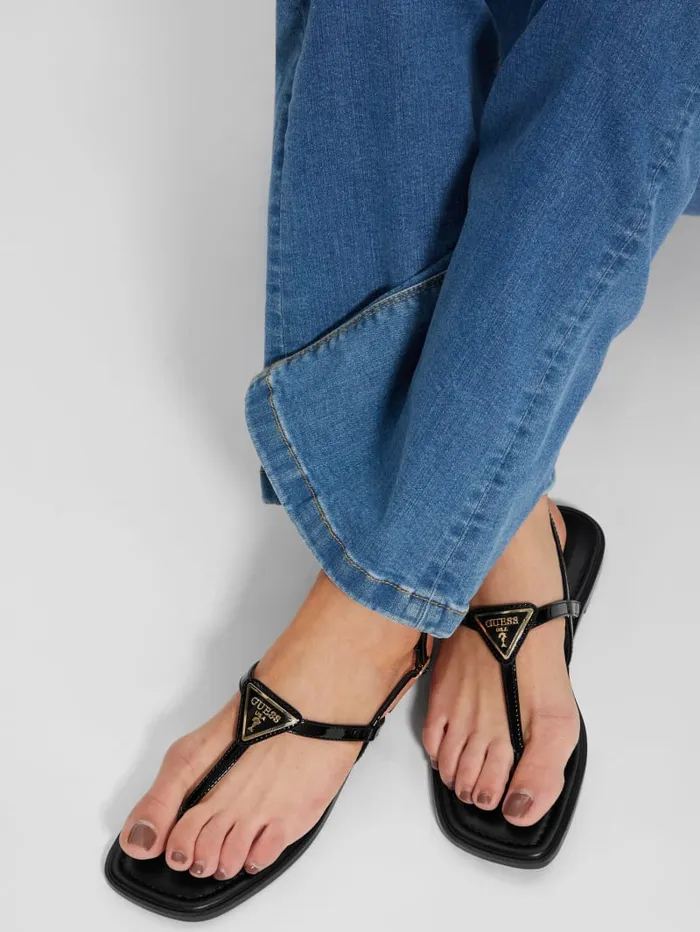 GUESS Sale Rainey TStrap Sandals Black 8211 Women