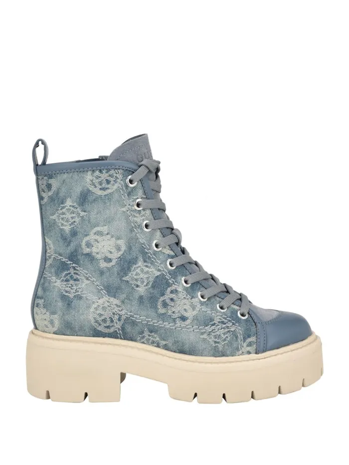 GUESS Sale Shutter Denim Peony Utility Boots Blue 8211 Women