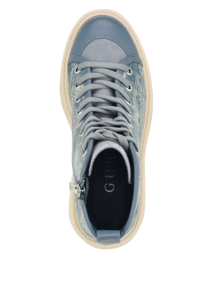 GUESS Sale Shutter Denim Peony Utility Boots Blue 8211 Women