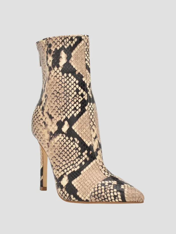 GUESS Sale Simone ZipUp Heel Booties Brown 8211 Women