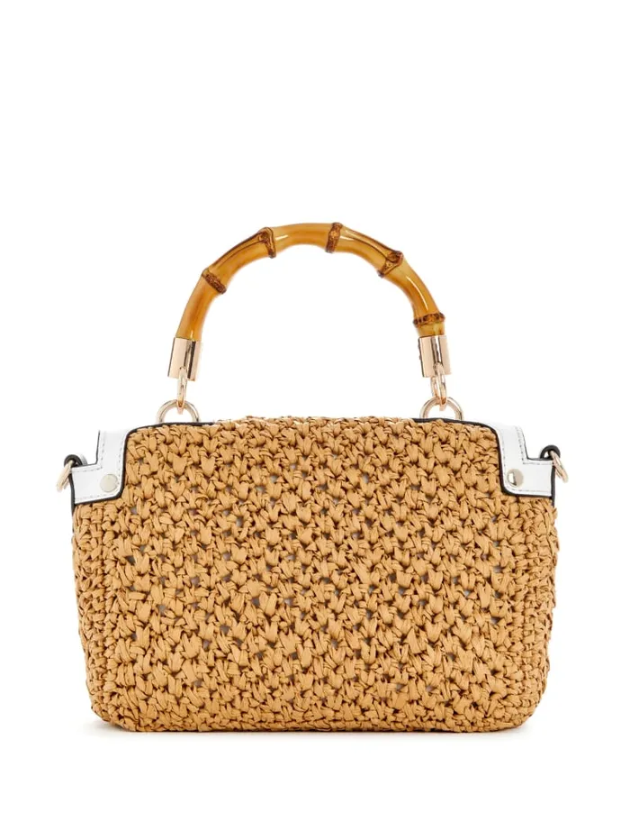 GUESS Sale Siria Straw Top Handle Bag Brown 8211 Women