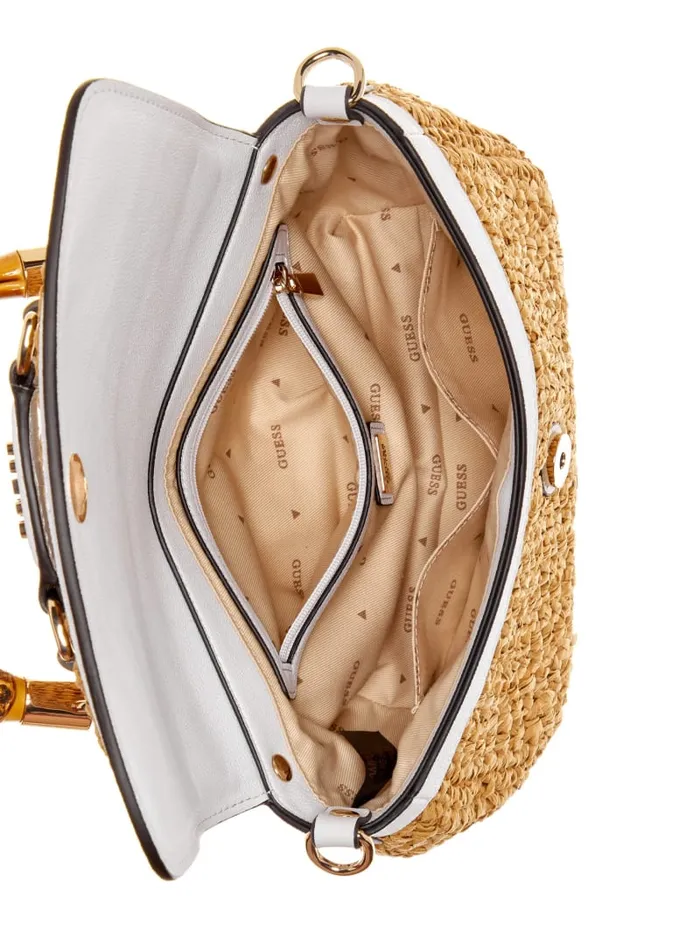 GUESS Sale Siria Straw Top Handle Bag Brown 8211 Women