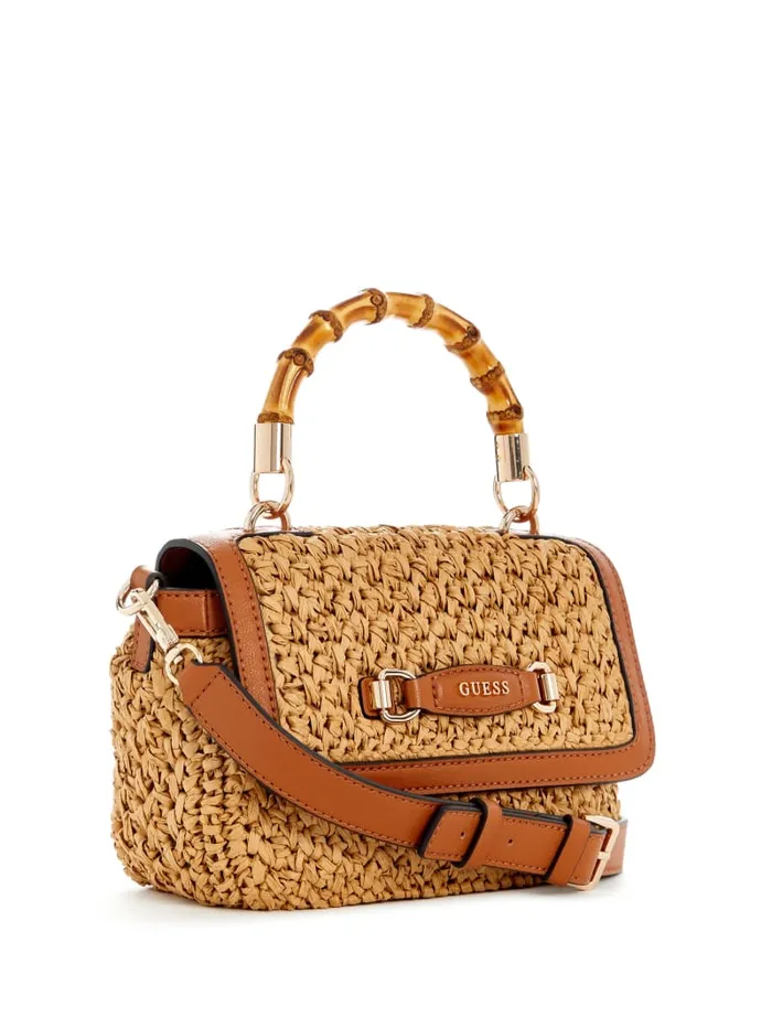 GUESS Sale Siria Straw Top Handle Bag Brown 8211 Women