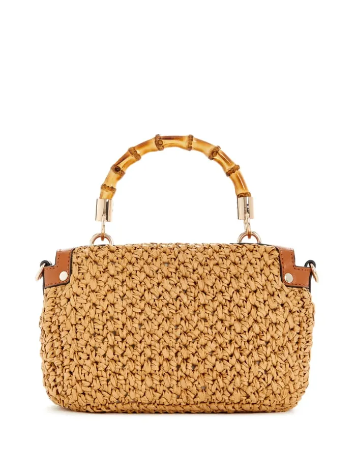 GUESS Sale Siria Straw Top Handle Bag Brown 8211 Women