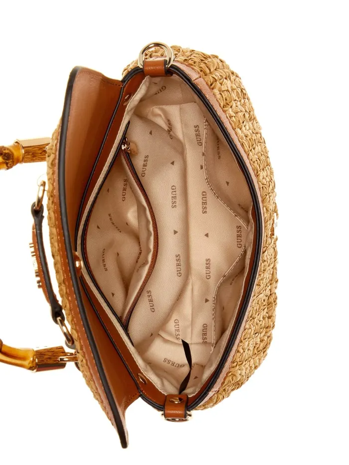GUESS Sale Siria Straw Top Handle Bag Brown 8211 Women