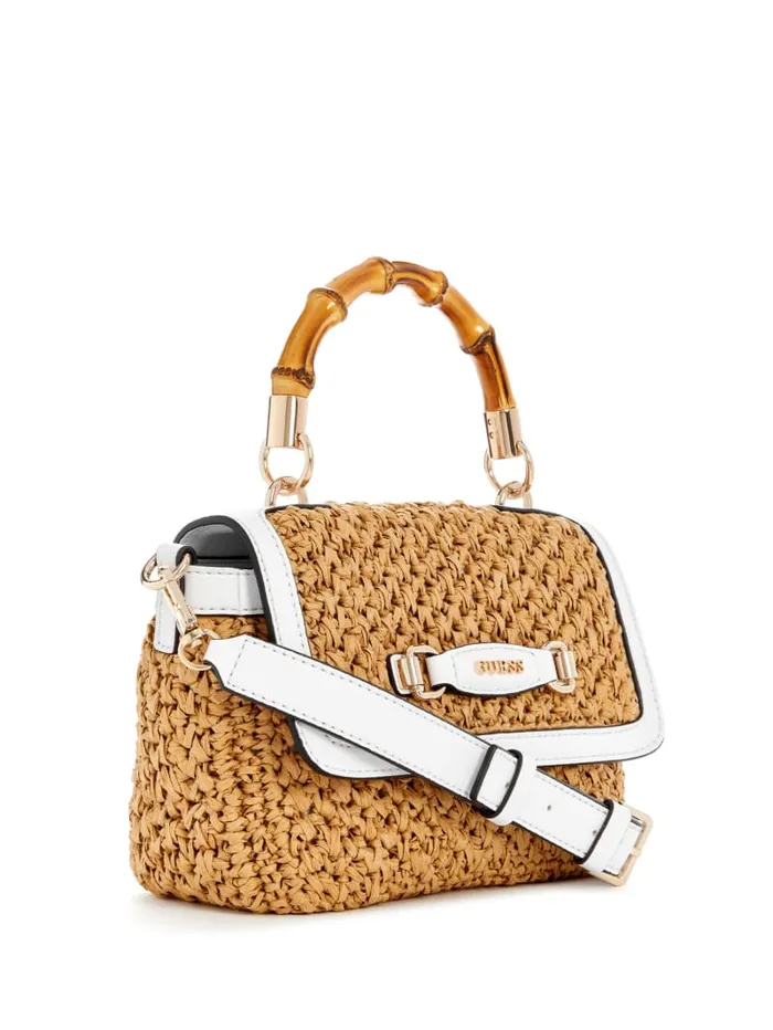 GUESS Sale Siria Straw Top Handle Bag Brown 8211 Women