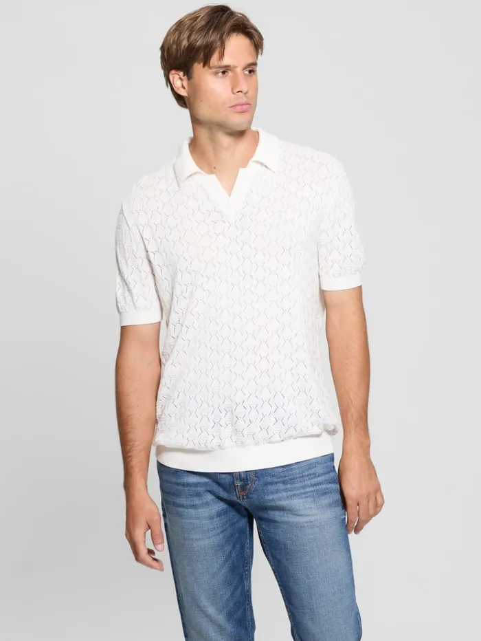 GUESS Shirts Eco Brian Pointelle Polo White 8211 Men