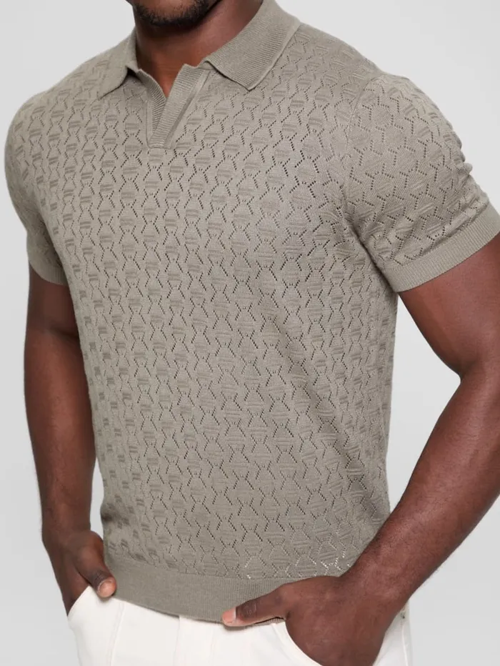 GUESS Shirts Eco Brian Pointelle Polo White 8211 Men
