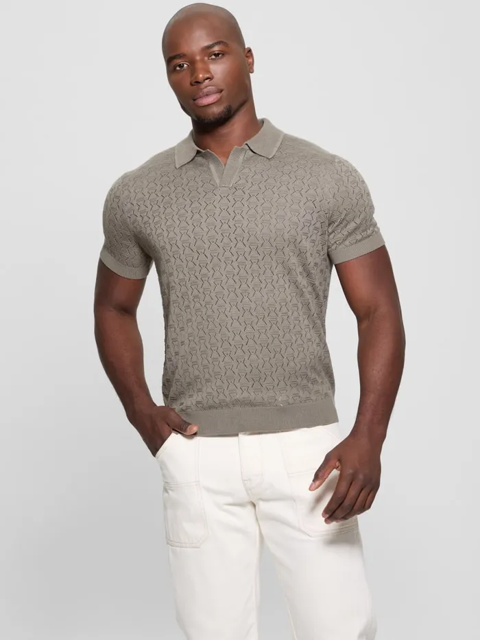GUESS Shirts Eco Brian Pointelle Polo White 8211 Men