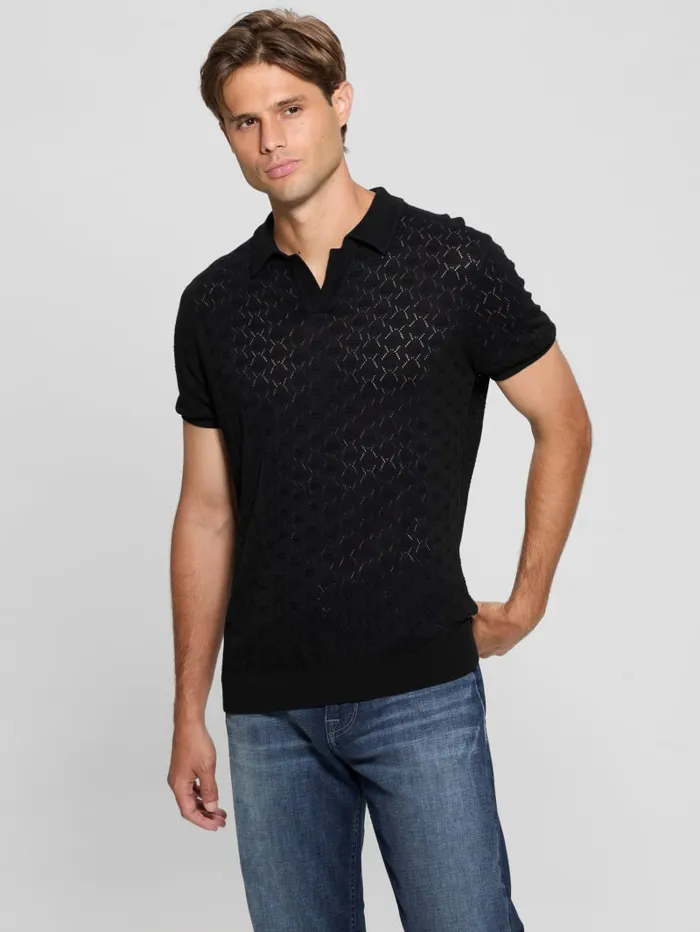 GUESS Shirts Eco Brian Pointelle Polo White 8211 Men