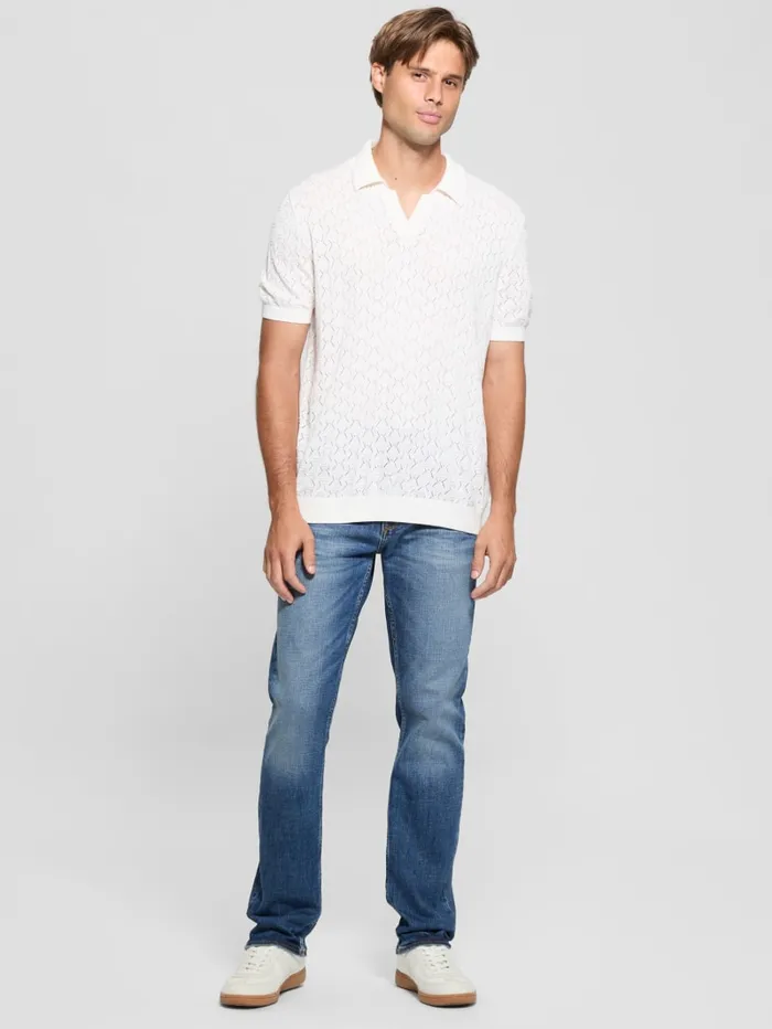 GUESS Shirts Eco Brian Pointelle Polo White 8211 Men