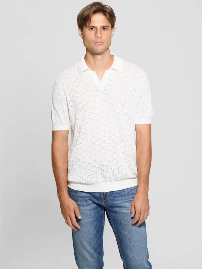 GUESS Shirts Eco Brian Pointelle Polo White 8211 Men