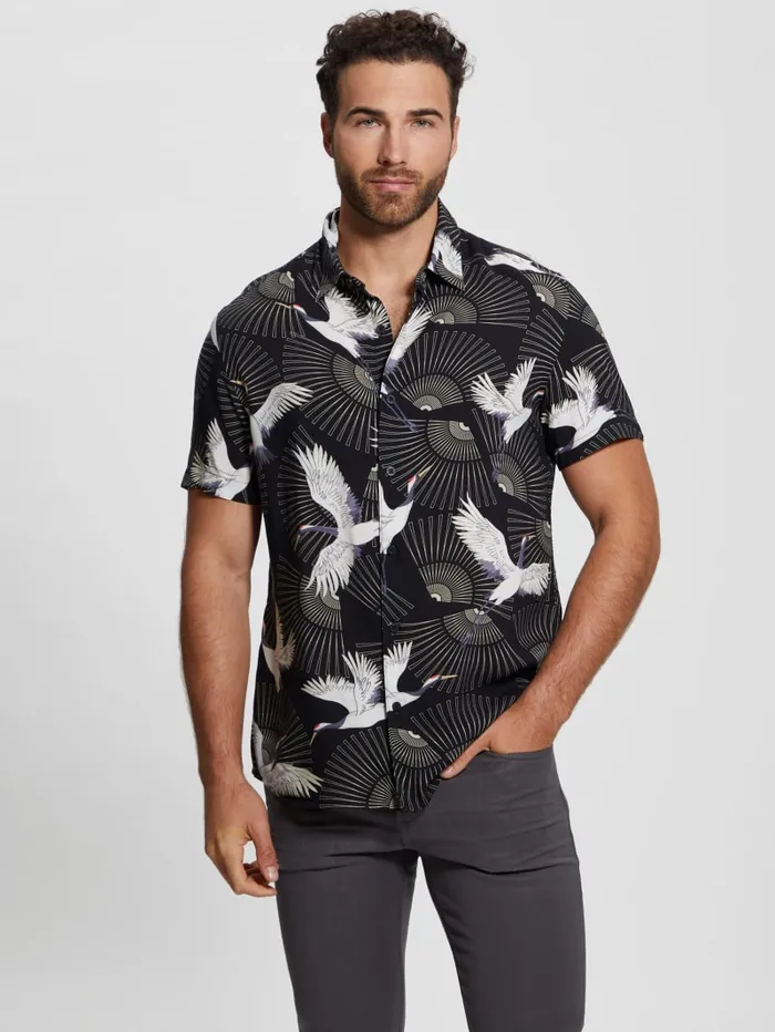 GUESS Shirts Eco Crane Shirt Blackwhite 8211 Men