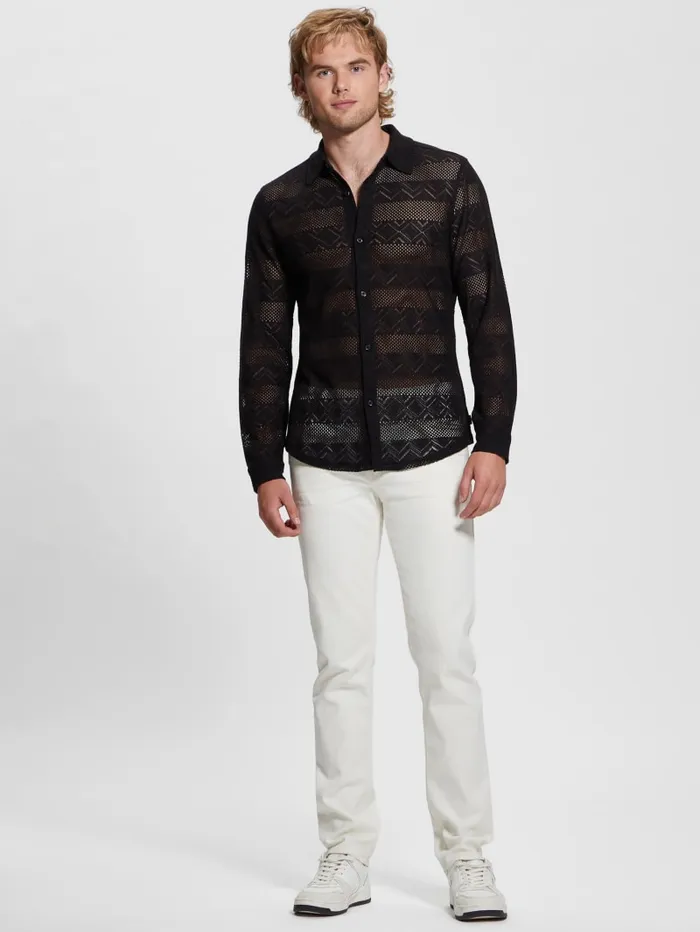 GUESS Shirts Geo Crochet Shirt Black 8211 Men