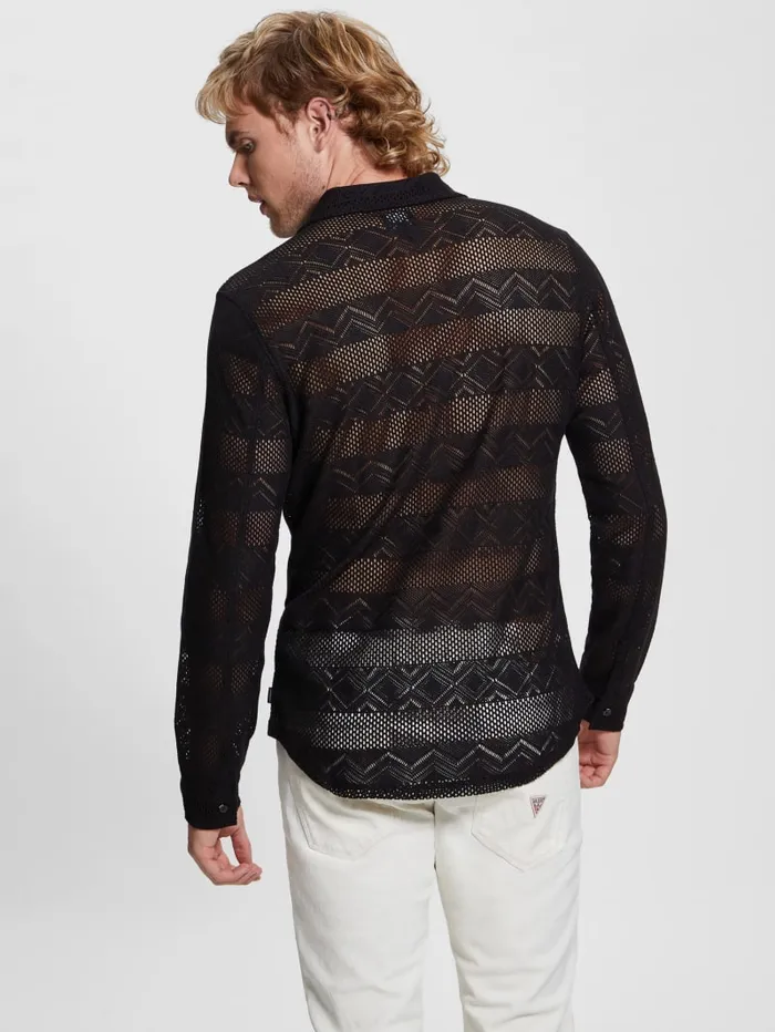 GUESS Shirts Geo Crochet Shirt Black 8211 Men
