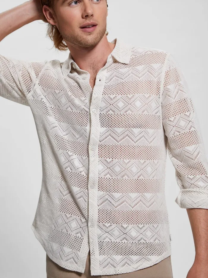 GUESS Shirts Geo Crochet Shirt Black 8211 Men