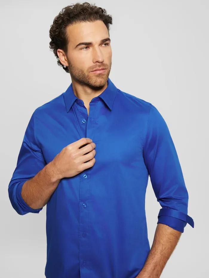 GUESS Shirts Luxe Stretch Shirt Blue 8211 Men
