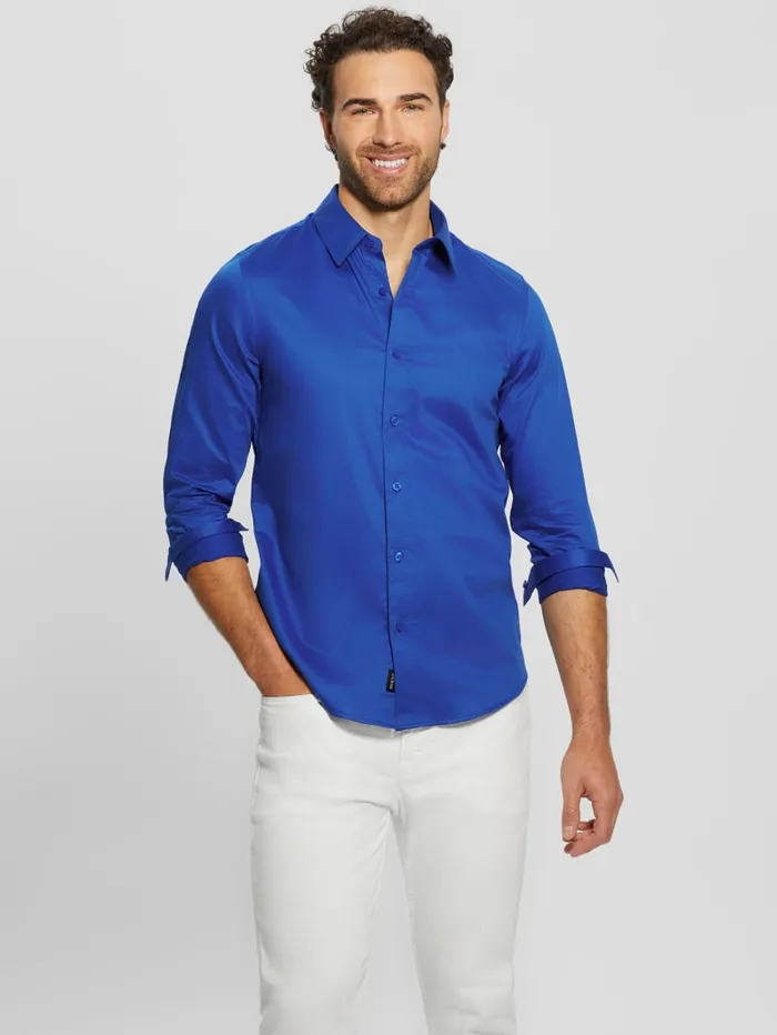 GUESS Shirts Luxe Stretch Shirt Blue 8211 Men