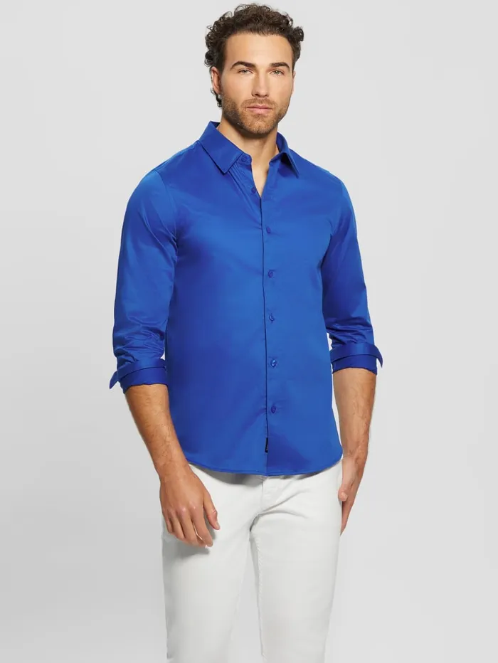 GUESS Shirts Luxe Stretch Shirt Blue 8211 Men