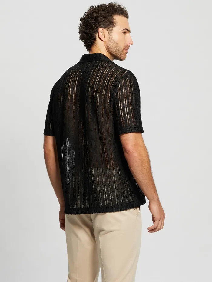 GUESS Shirts Panama Knit Shirt Black 8211 Men