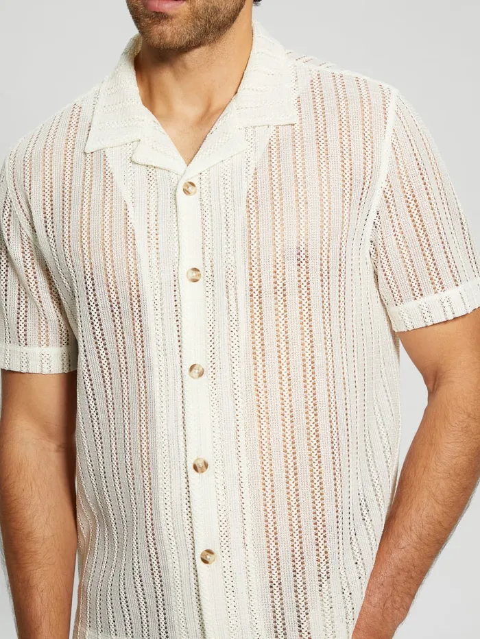 GUESS Shirts Panama Knit Shirt Black 8211 Men