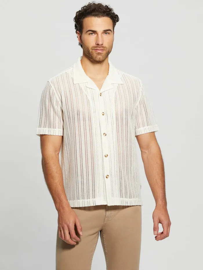 GUESS Shirts Panama Knit Shirt Black 8211 Men