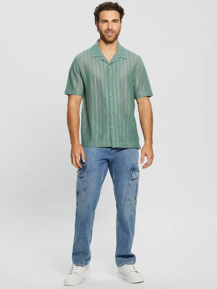 GUESS Shirts Panama Knit Shirt Black 8211 Men