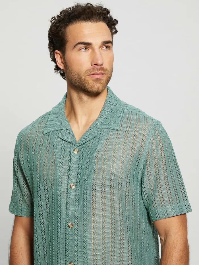 GUESS Shirts Panama Knit Shirt Black 8211 Men