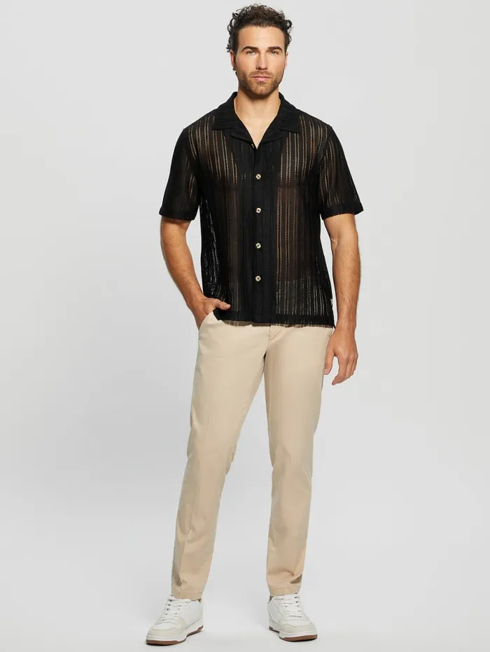 GUESS Shirts Panama Knit Shirt Black 8211 Men