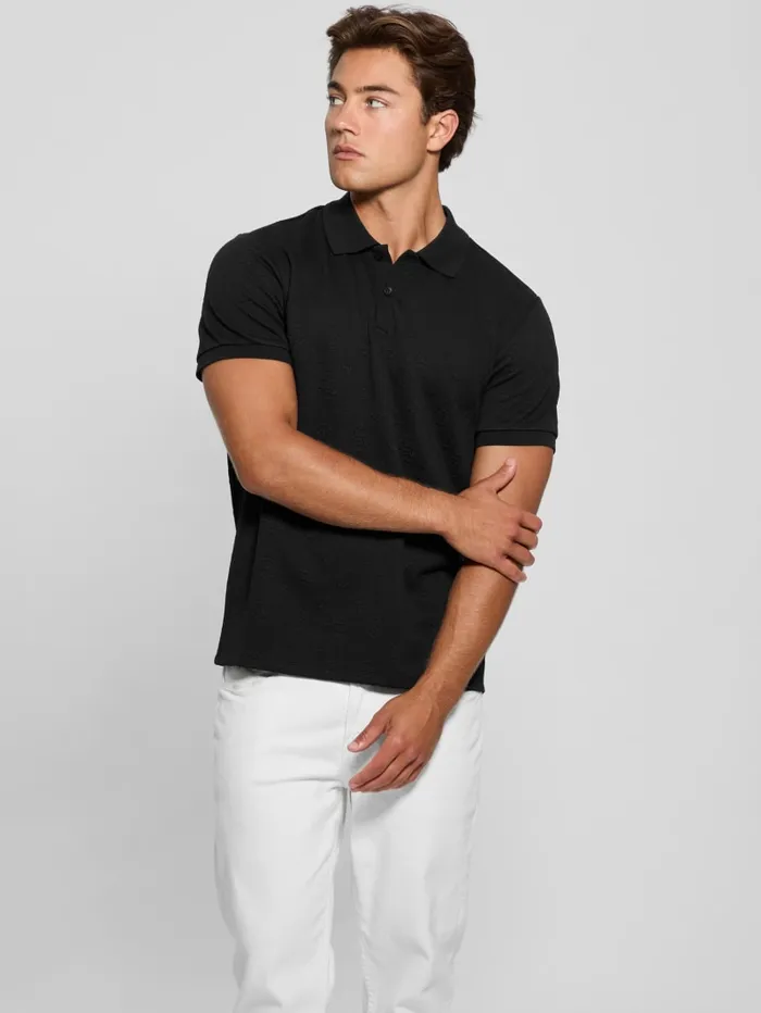 GUESS Shirts Peony Jacquard Polo Black 8211 Men