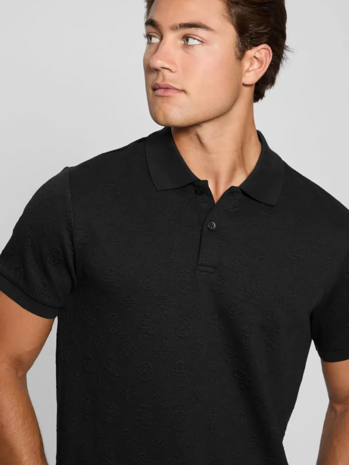GUESS Shirts Peony Jacquard Polo Black 8211 Men